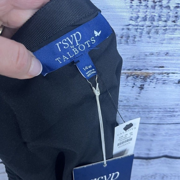 RSVP Talbots Skirt Plus 14W Black Velveteen Knee A Line Ruffle Modest Wedding - Picture 15 of 15